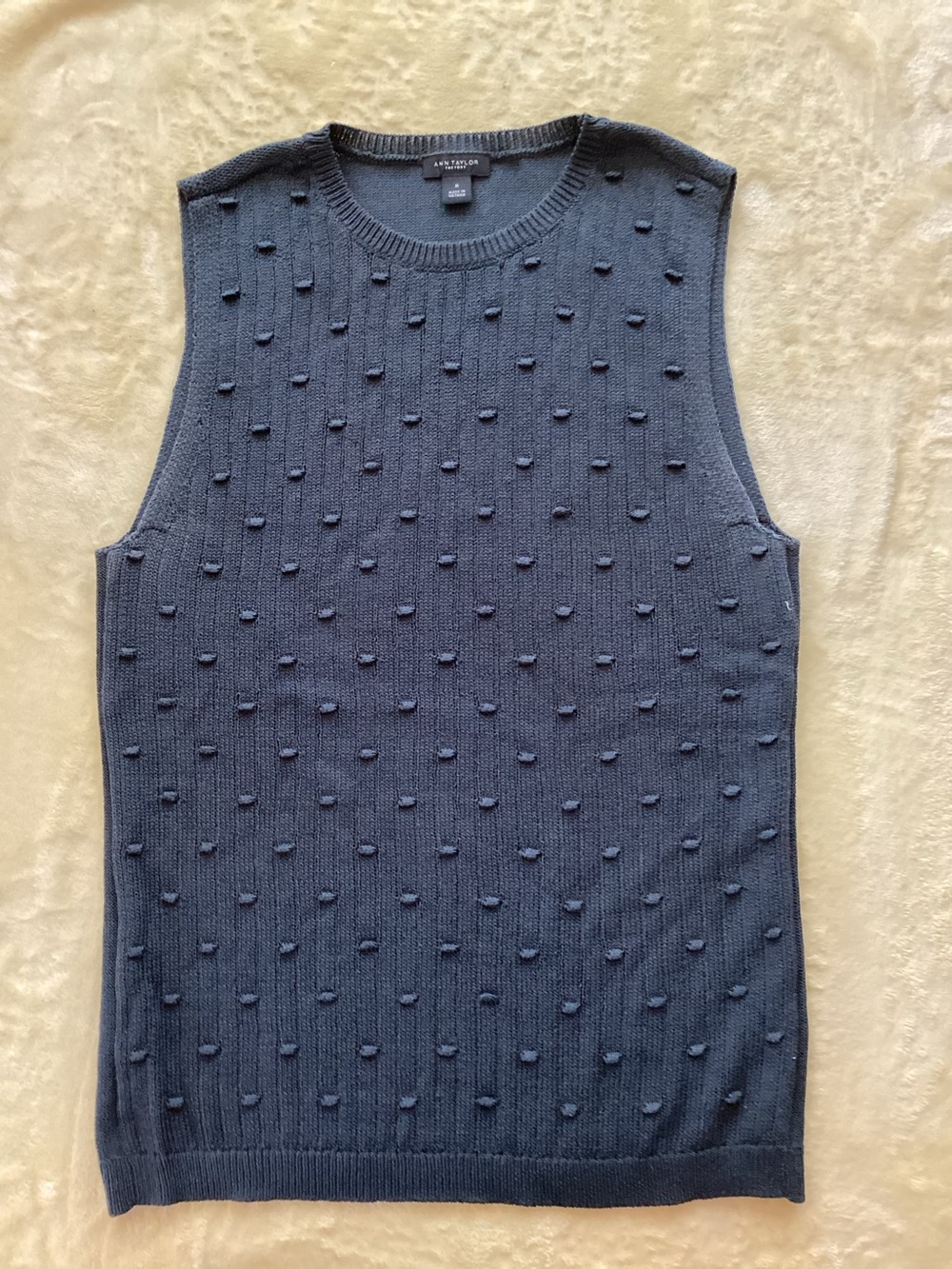 Ann Taylor factory Charcoal Pom-Pom Knit Sleeveless Tank